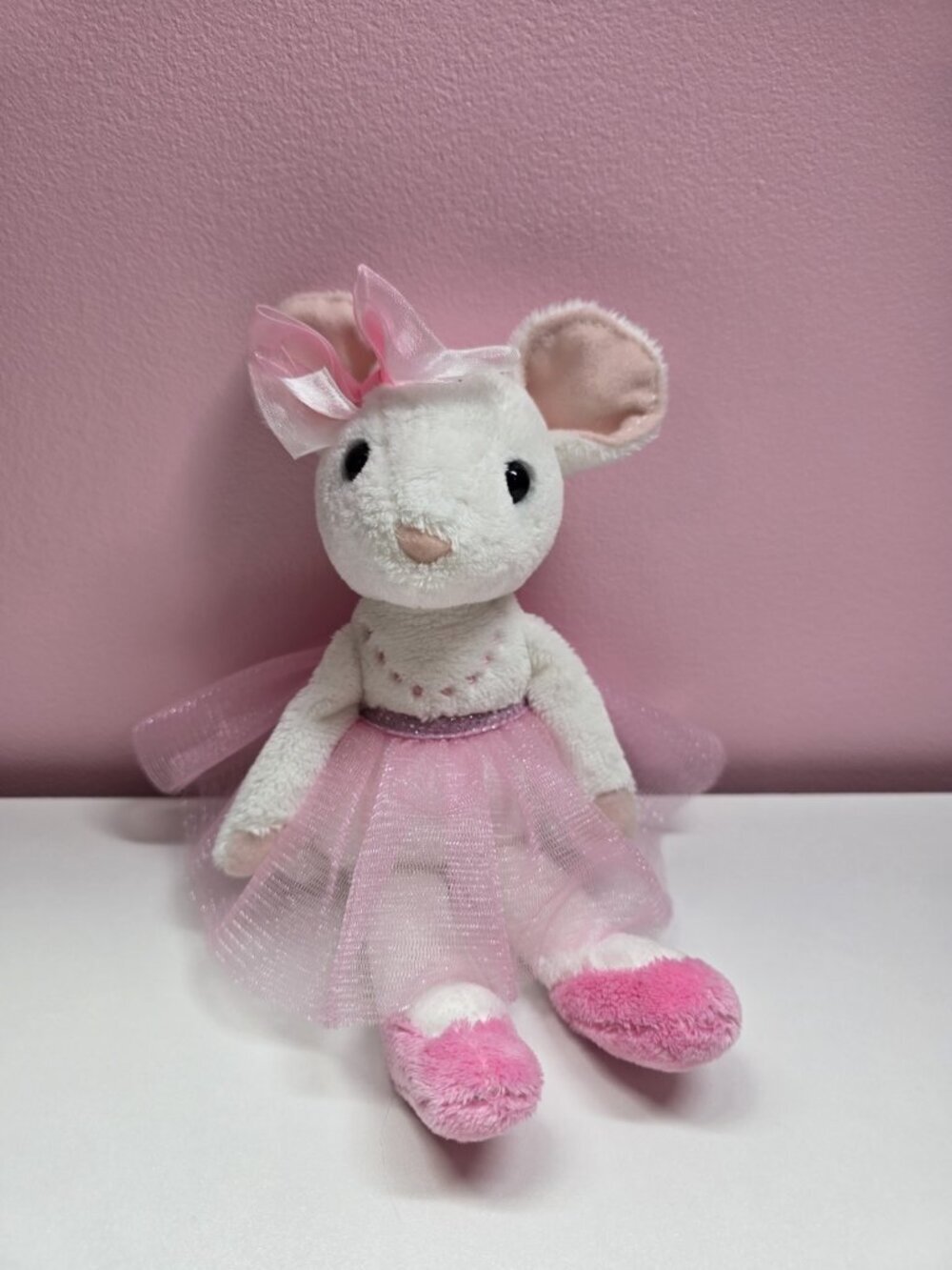Douglas Petunia Ballerina Mouse Plush Stuffed Animal White Pink Tutu Bow 9"